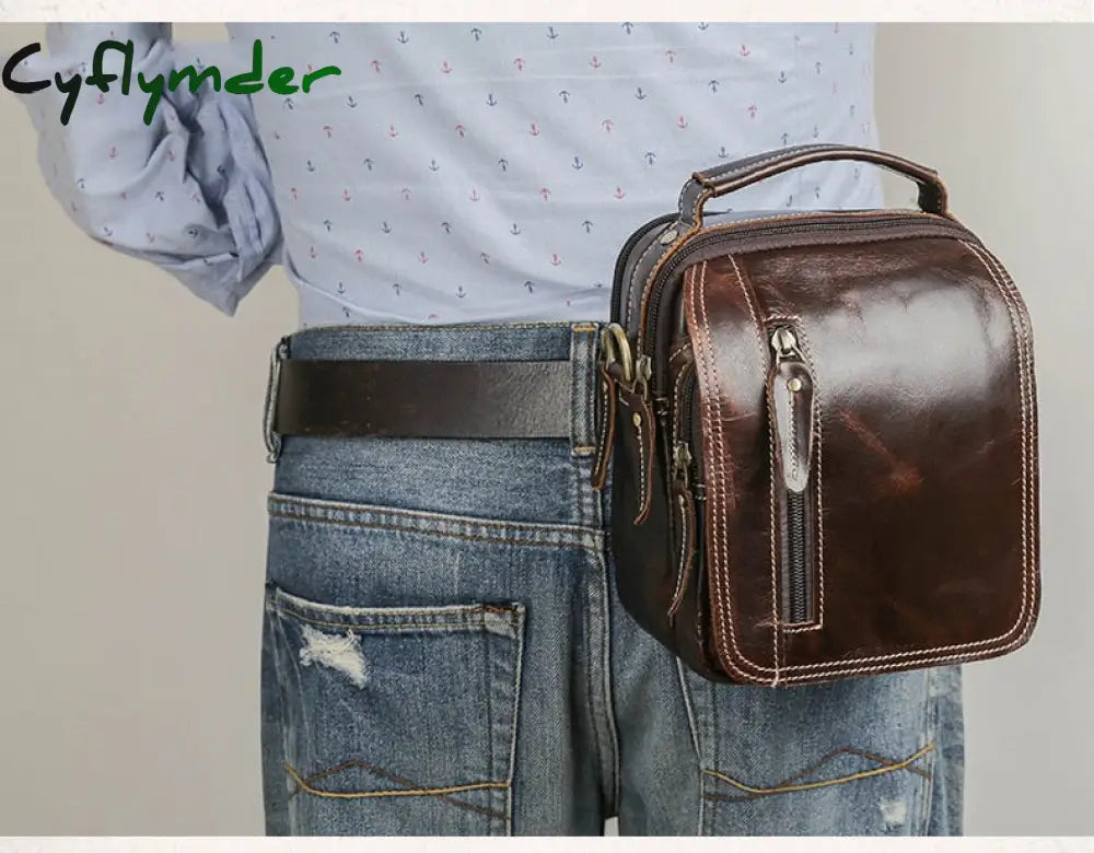 Cyflymder 100% Genuine Leather Messenger Bags Retro Cow Man Bag Corssbody Handlebags Multifunction