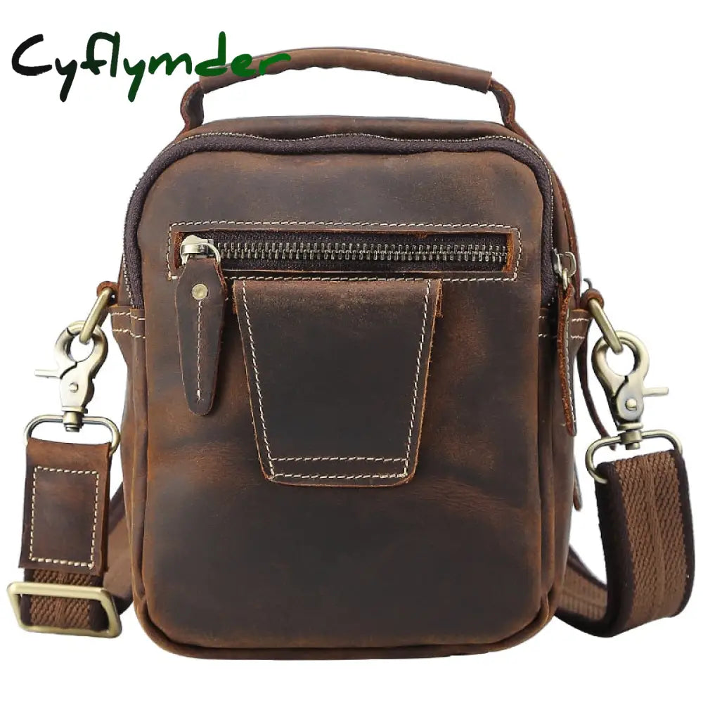 Cyflymder 100% Genuine Leather Messenger Bags Retro Cow Man Bag Corssbody Handlebags Multifunction