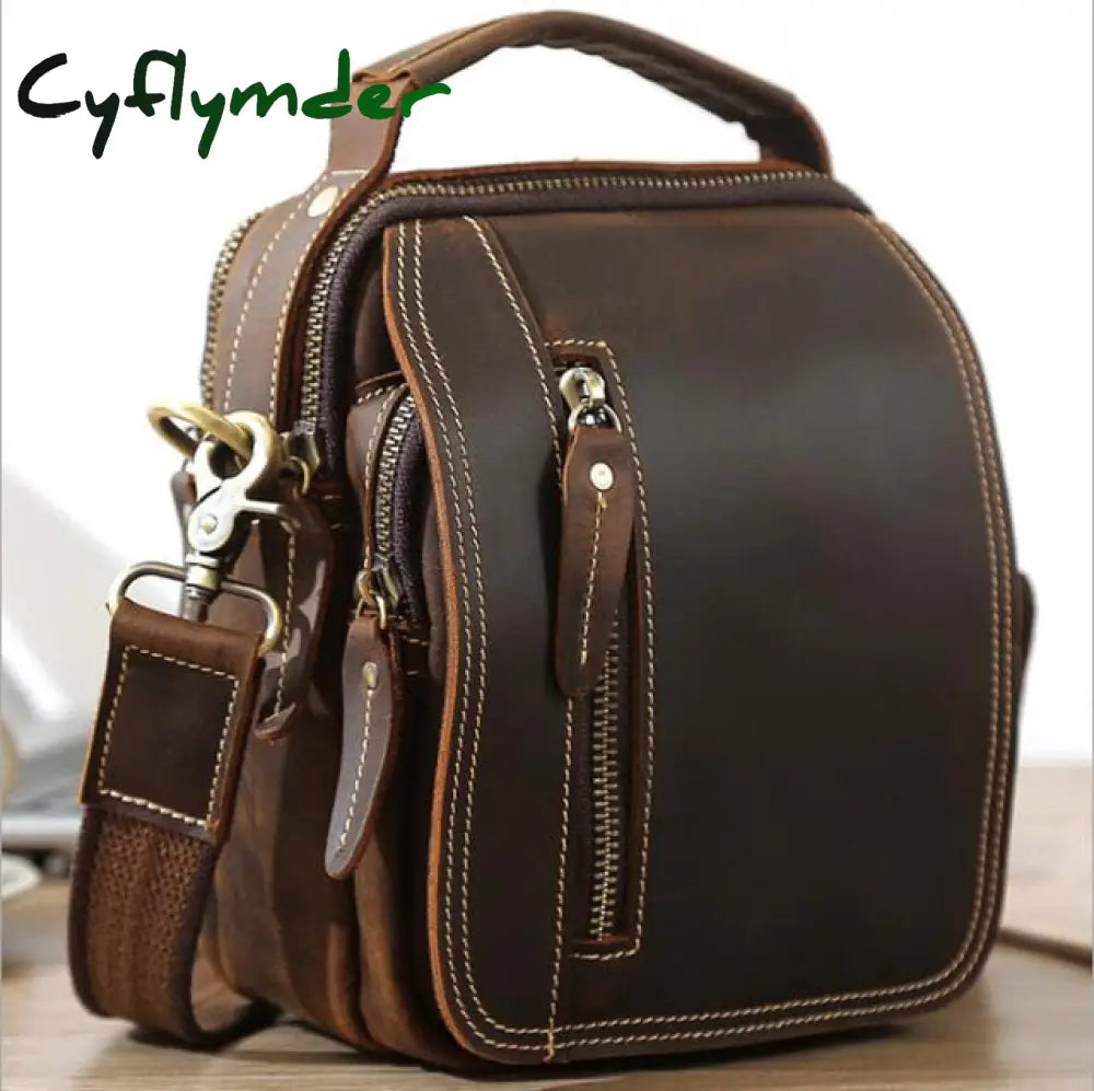 Cyflymder 100% Genuine Leather Messenger Bags Retro Cow Man Bag Corssbody Handlebags Multifunction