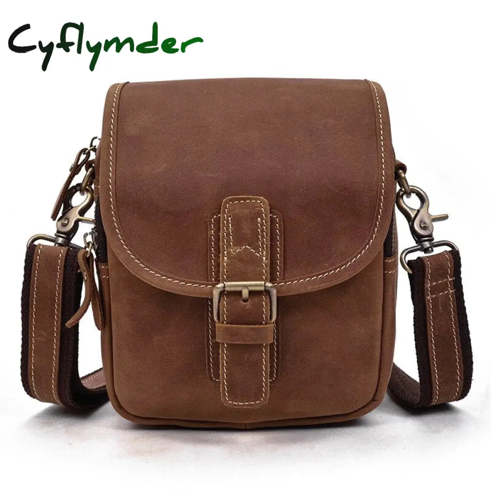 Cyflymder 100% Genuine Leather Messenger Bags Retro Cow Man Bag Corssbody Handlebags Multifunction