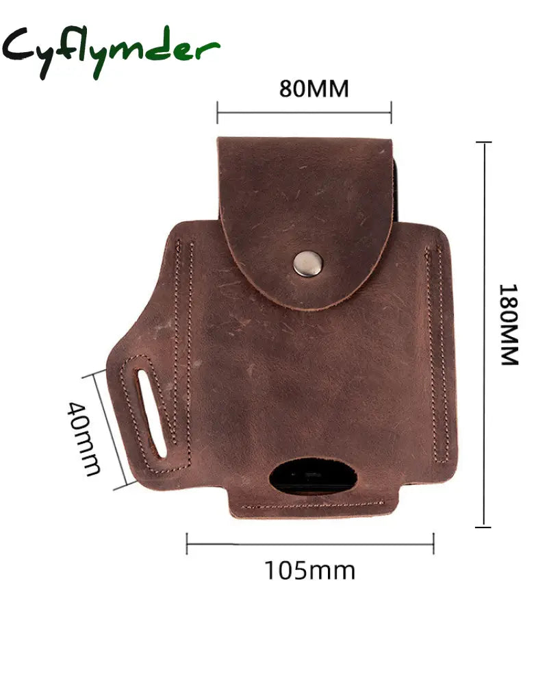 Cyflymder 100% Genuine Leather Waist Belt Cellphone Bag For Men Male Vintage Travel Sport Portable