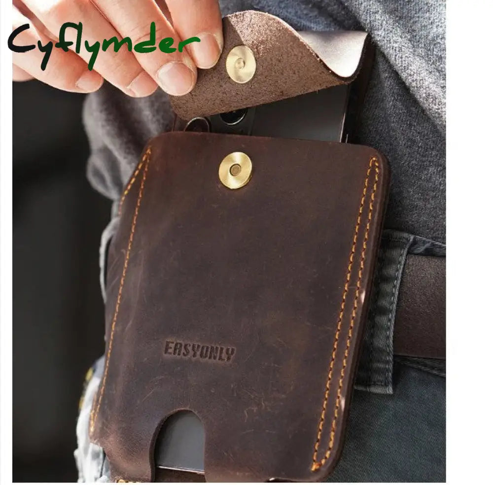 Cyflymder 100% Genuine Leather Waist Belt Cellphone Bag For Men Male Vintage Travel Sport Portable