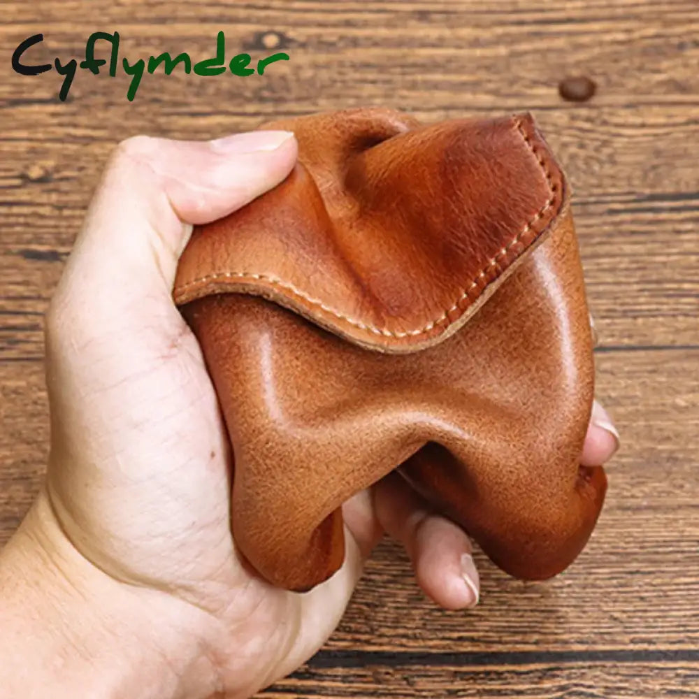 Cyflymder 100% Genuine Leather Wallet For Men Female Vintage Handmade Short Small Women Coin Purses