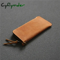 Cyflymder 100% Genuine Leather Wallet For Men Male Real Cowhide Vintage Handmade Long Slim Zipper