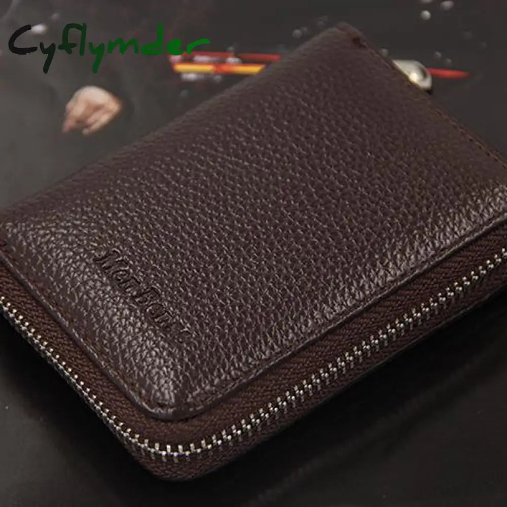 Cyflymder 100% Genuine Pu Leather Men¡®S Wallet Credit Card Holder Blocking Zipper Pocket Men Bag