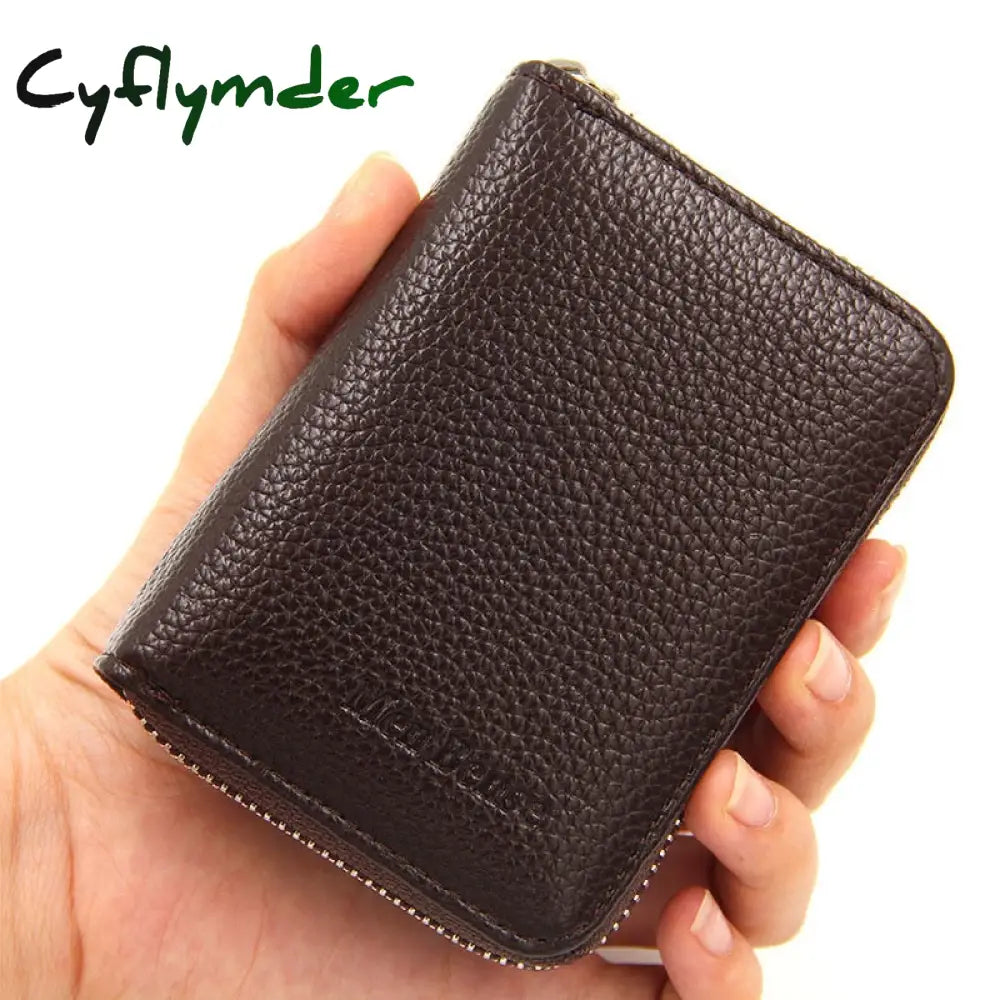 Cyflymder 100% Genuine Pu Leather Men¡®S Wallet Credit Card Holder Blocking Zipper Pocket Men Bag