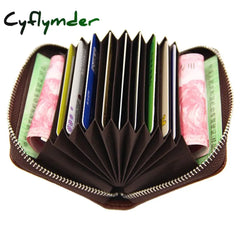 Cyflymder 100% Genuine Pu Leather Men¡®S Wallet Credit Card Holder Blocking Zipper Pocket Men Bag