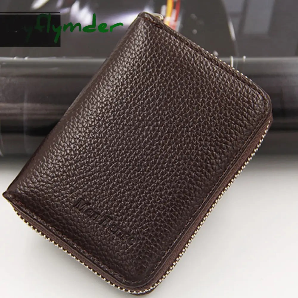 Cyflymder 100% Genuine Pu Leather Men¡®S Wallet Credit Card Holder Blocking Zipper Pocket Men Bag