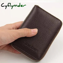 Cyflymder 100% Genuine Pu Leather Men¡®S Wallet Credit Card Holder Blocking Zipper Pocket Men Bag