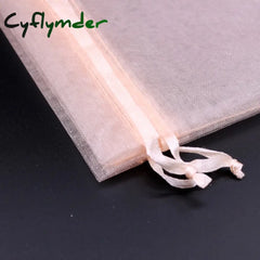 Cyflymder 100 Pcs/Lot Champagne Color Drawstring Organza Bag Small Pouches Jewelry Package Bags