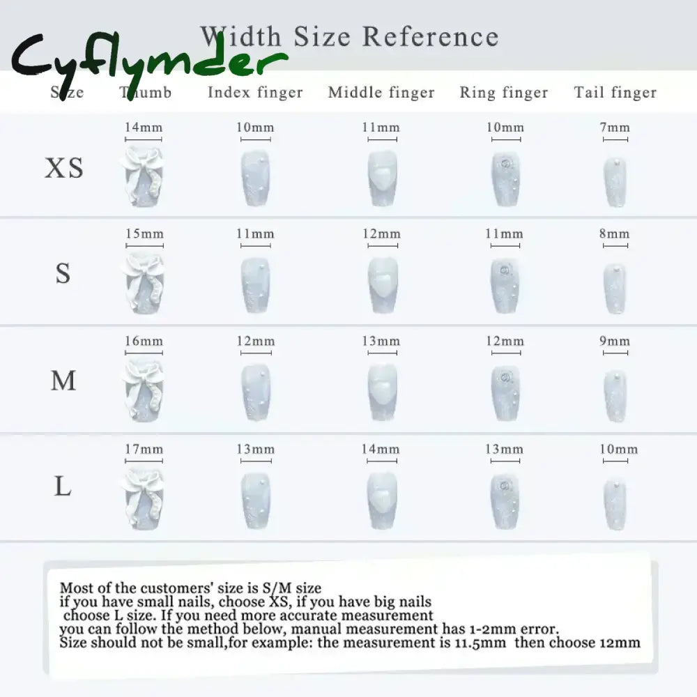 Cyflymder 10Pcs Handmade Acrylic Cat Eyes Butterfly Rhinestones Snowflakes Press On Nails Short