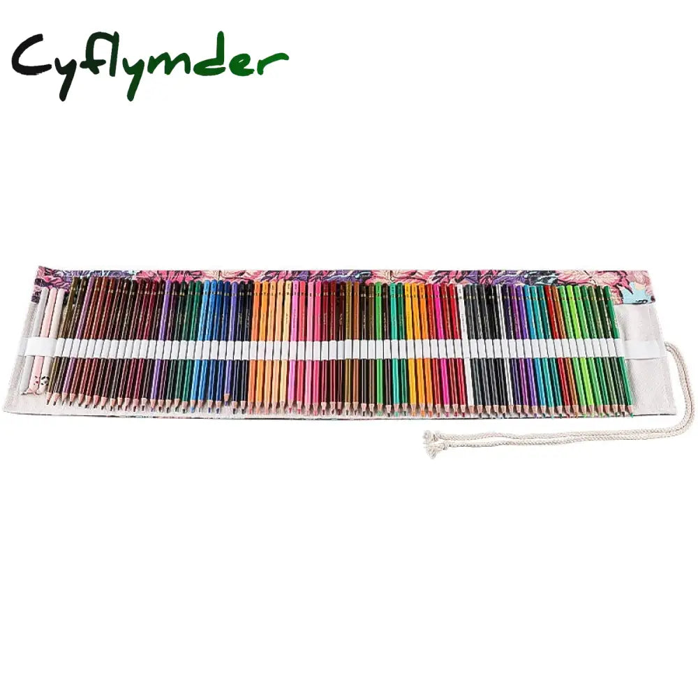 Cyflymder 12/24/36/48/72 Hole Colorful Cloth Pencil Case Stationery Cosmetic Storage Bag Roll