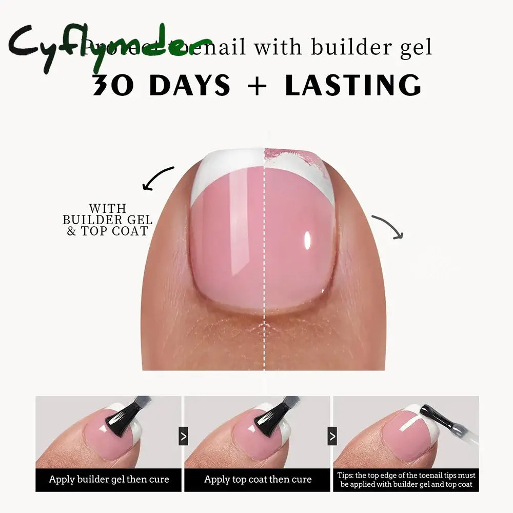 Cyflymder 120Pcs False Toes Nails French Square Full Cover Nude Pink Artificial Fake Toenail Acrylic Foot Nail Art Tips