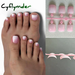 Cyflymder 120Pcs False Toes Nails French Square Full Cover Nude Pink Artificial Fake Toenail Acrylic Foot Nail Art Tips