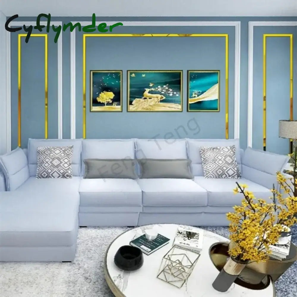 Cyflymder 1M Self-adhesive Acrylic Mirror Wall Sticker Living Room Bedroom Edge Strip Corner Line Wall DIY Background