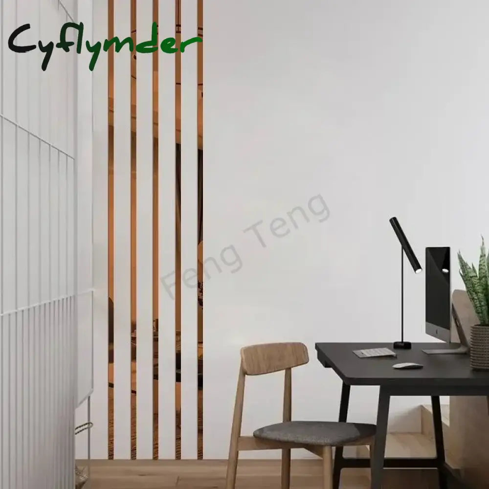 Cyflymder 1M Self-adhesive Acrylic Mirror Wall Sticker Living Room Bedroom Edge Strip Corner Line Wall DIY Background