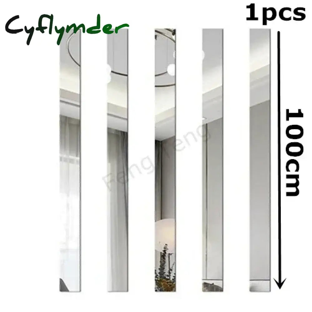 Cyflymder 1M Self-adhesive Acrylic Mirror Wall Sticker Living Room Bedroom Edge Strip Corner Line Wall DIY Background