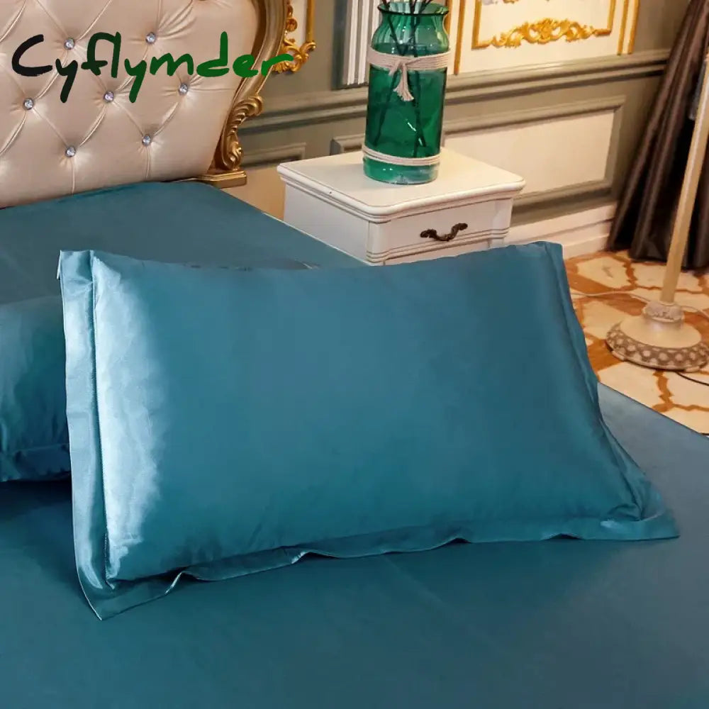 Cyflymder 1pc/2pcs Satin Pillowcase Solid Color Pillow Cover High-End Cover Pillow Bedding Pillow Case Cover LC-H-yue