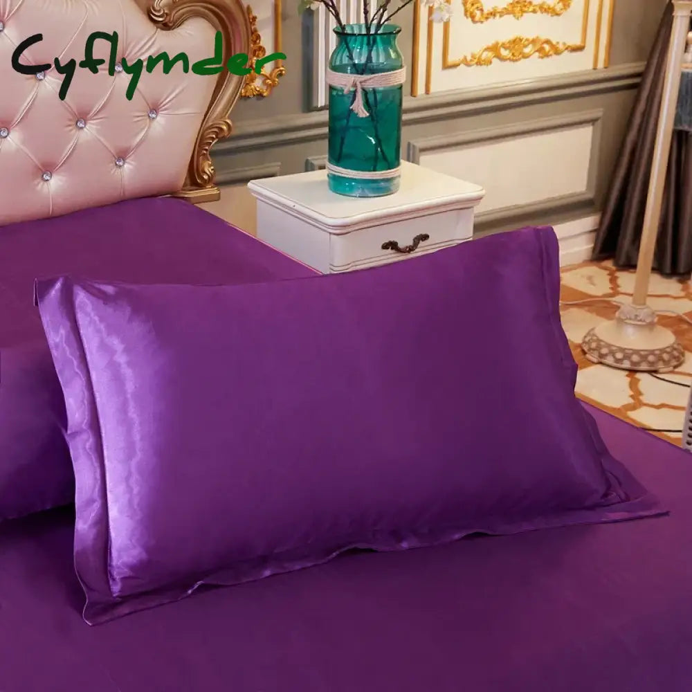 Cyflymder 1pc/2pcs Satin Pillowcase Solid Color Pillow Cover High-End Cover Pillow Bedding Pillow Case Cover LC-H-zi