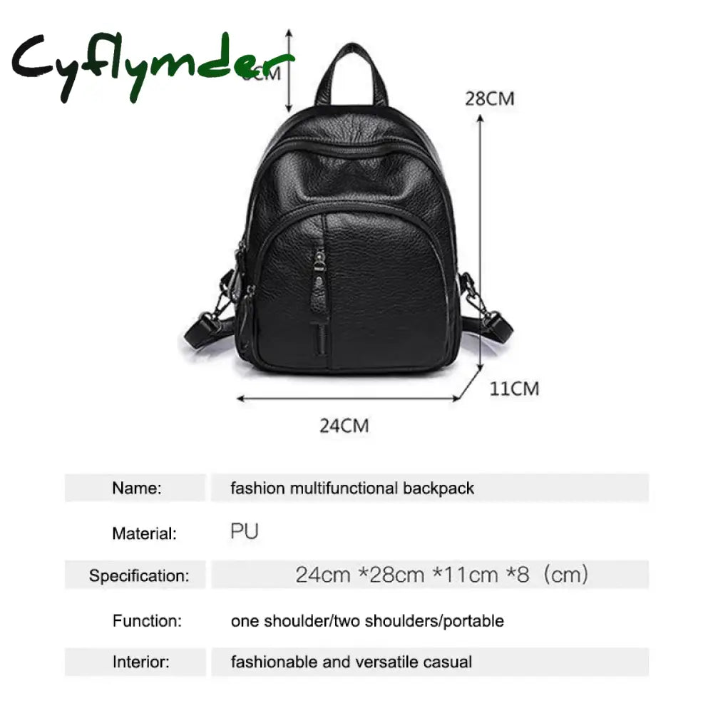 Cyflymder 1Pc Anti-Theft Soft Pu Leather Backpack Women Vintage Shoulder Bag Ladies Mini Travel