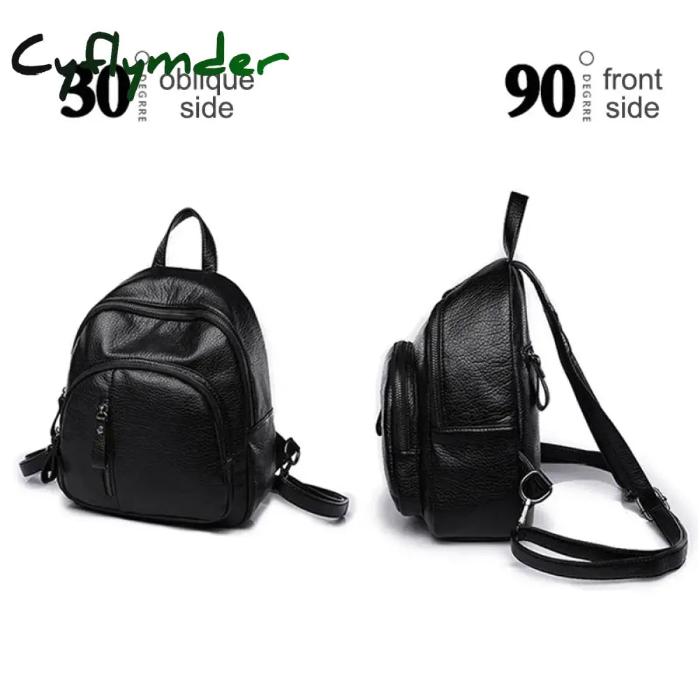 Cyflymder 1Pc Anti-Theft Soft Pu Leather Backpack Women Vintage Shoulder Bag Ladies Mini Travel