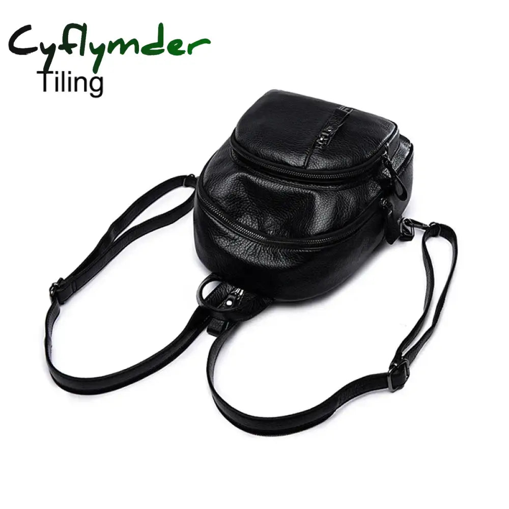 Cyflymder 1Pc Anti-Theft Soft Pu Leather Backpack Women Vintage Shoulder Bag Ladies Mini Travel