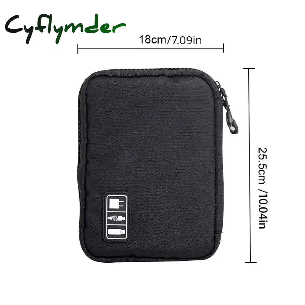 Cyflymder 1Pc Black Green Storage Bag Electronic Accessory Organizer Portable Usb Data Cable