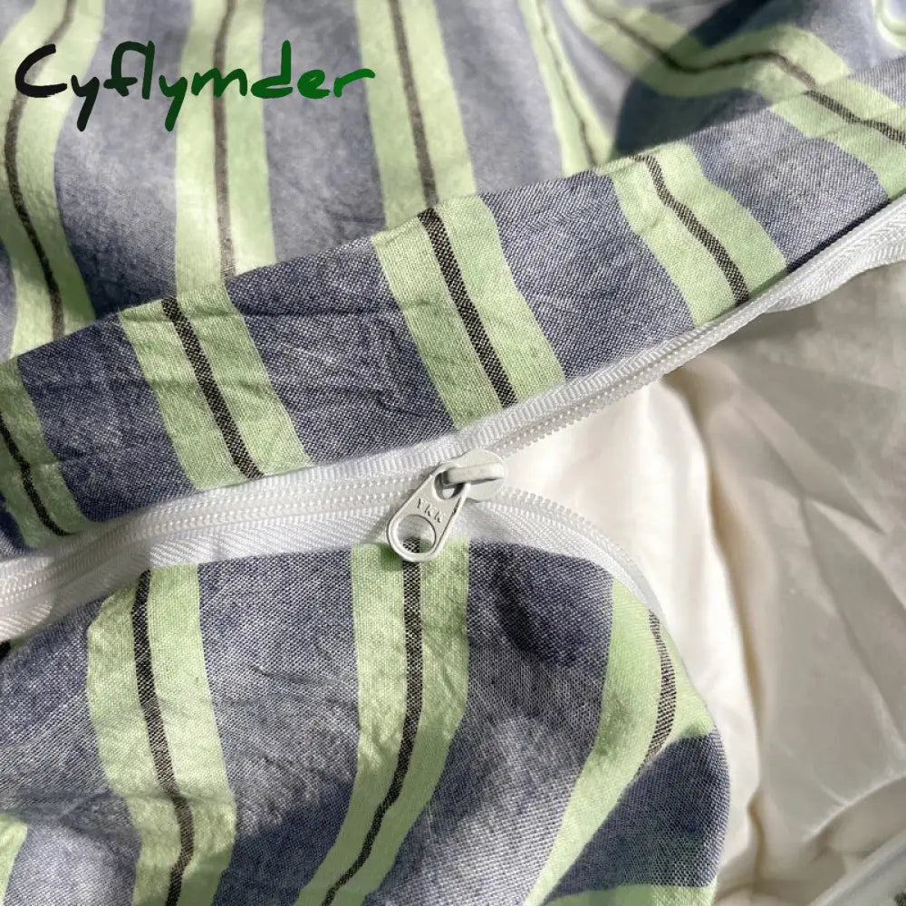 Cyflymder 1pc Blue Stripe Cotton Duvet Cover 150x200 Queen Size Japanese Style housse de couette Skin friendly
