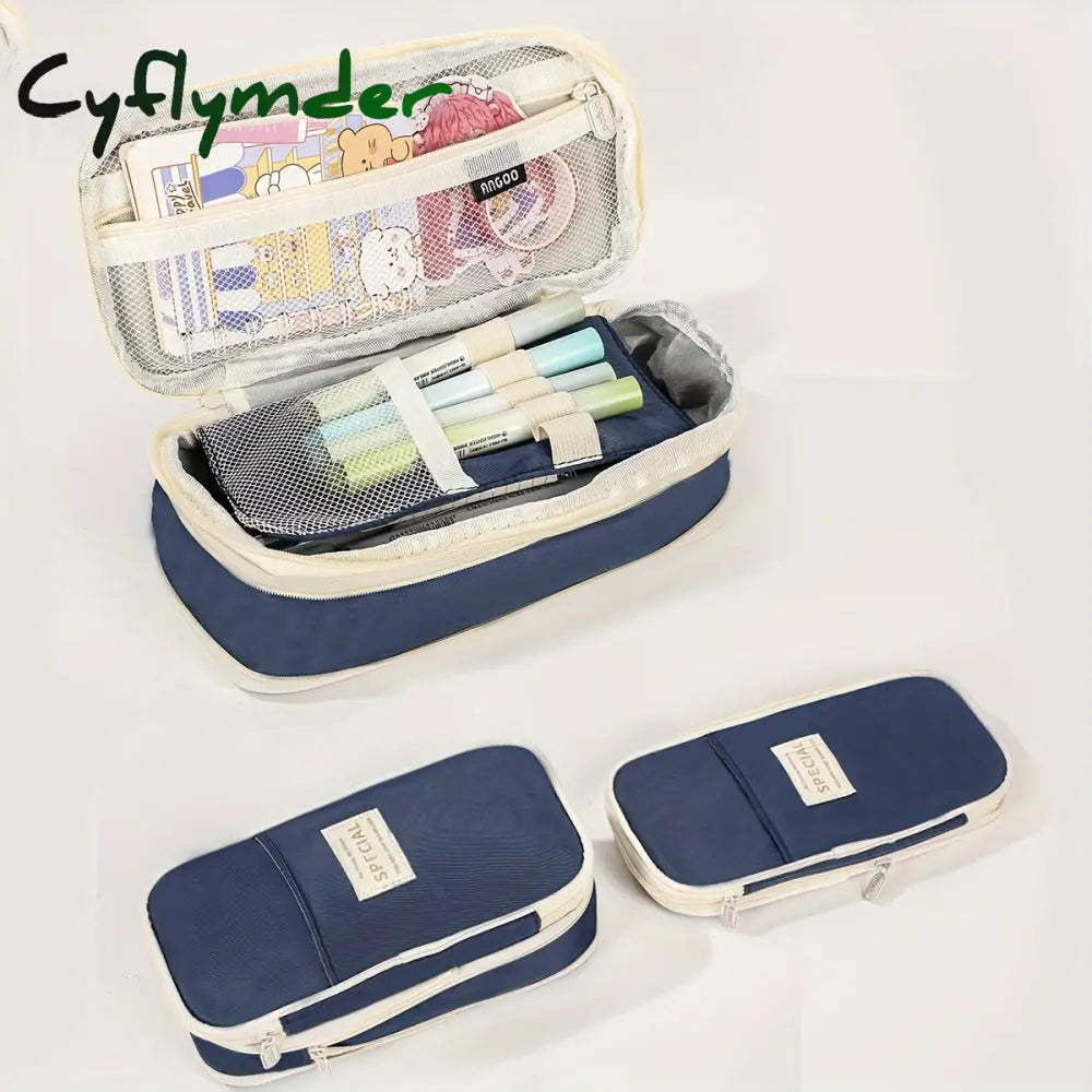 Cyflymder 1Pc Expandable Pencil Case With Compartments Large Capacity Cases Bag Pouch Portable