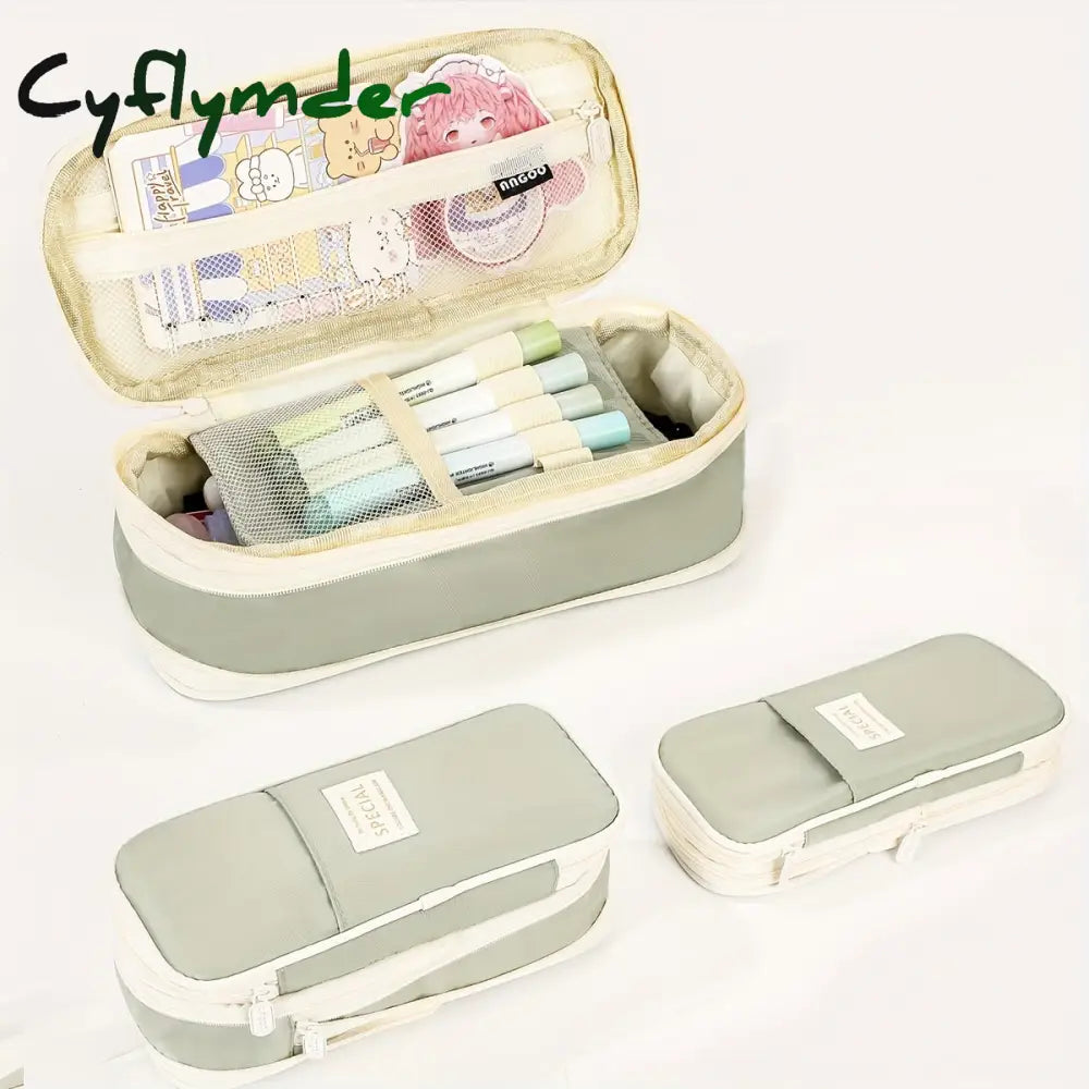 Cyflymder 1Pc Expandable Pencil Case With Compartments Large Capacity Cases Bag Pouch Portable