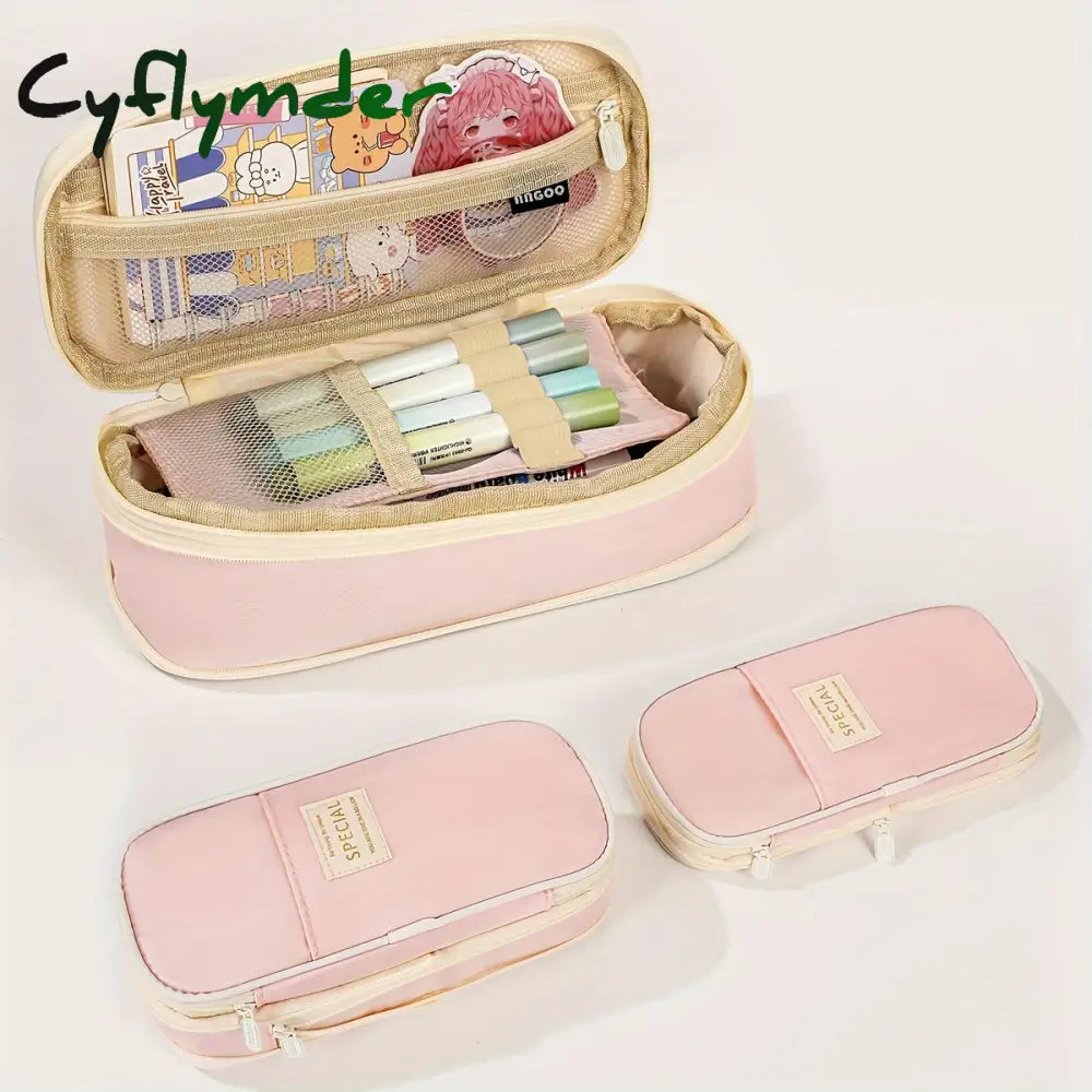 Cyflymder 1Pc Expandable Pencil Case With Compartments Large Capacity Cases Bag Pouch Portable