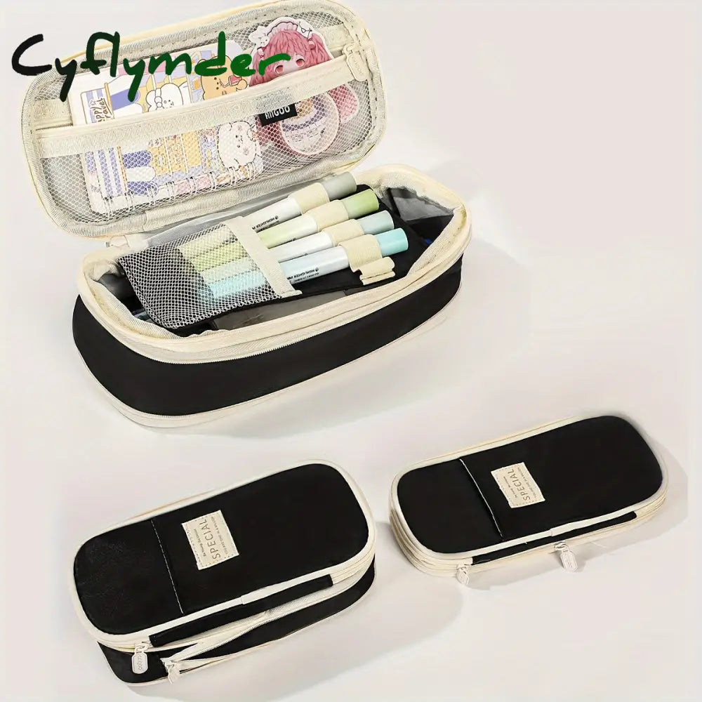 Cyflymder 1Pc Expandable Pencil Case With Compartments Large Capacity Cases Bag Pouch Portable