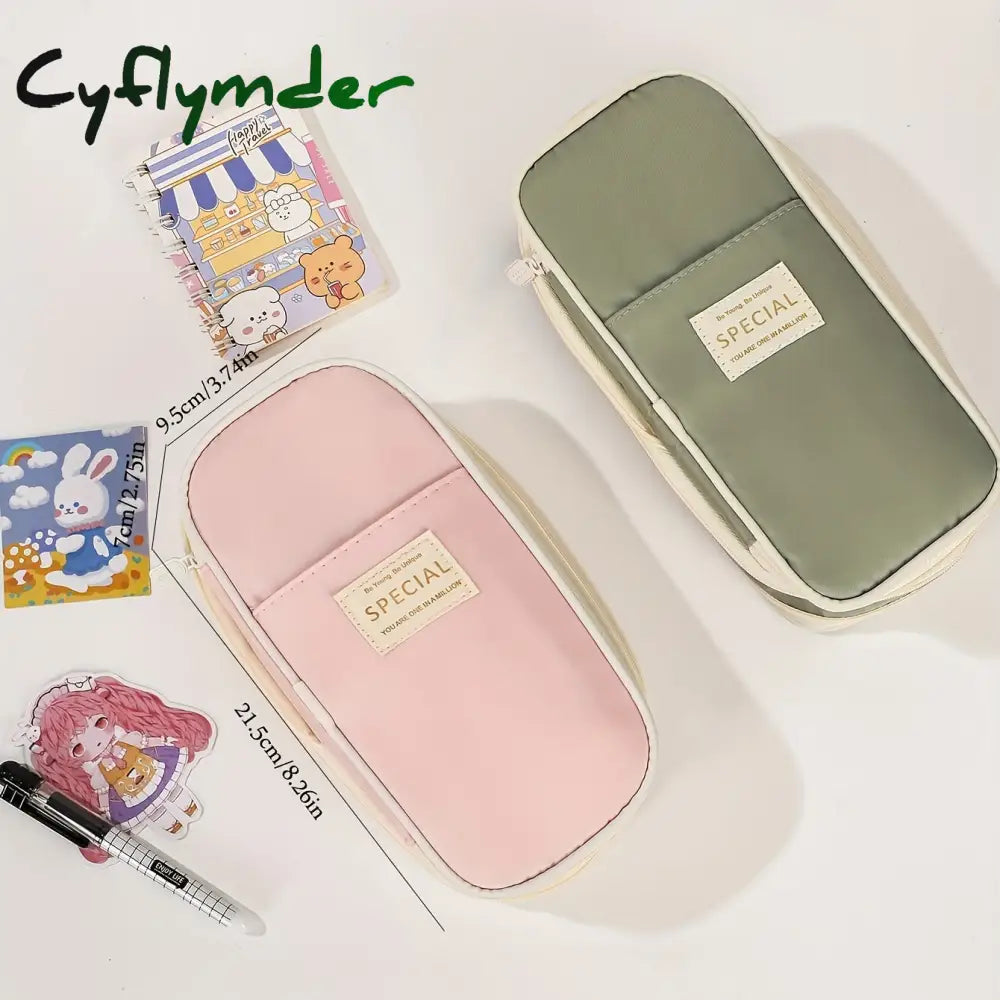 Cyflymder 1Pc Expandable Pencil Case With Compartments Large Capacity Cases Bag Pouch Portable