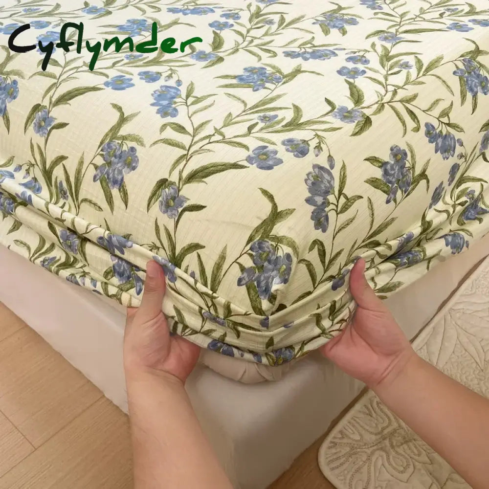 Cyflymder 1PC Flower Printing Bed Sheet For Double Bed Adjustable Elastic Band Wrap Around Mattress Cover Queen/king