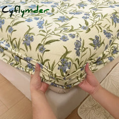 Cyflymder 1PC Flower Printing Bed Sheet For Double Bed Adjustable Elastic Band Wrap Around Mattress Cover Queen/king