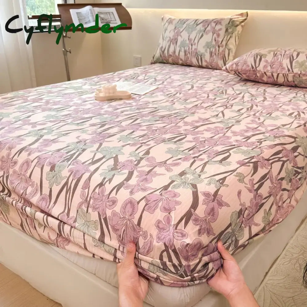 Cyflymder 1PC Flower Printing Bed Sheet For Double Bed Adjustable Elastic Band Wrap Around Mattress Cover Queen/king