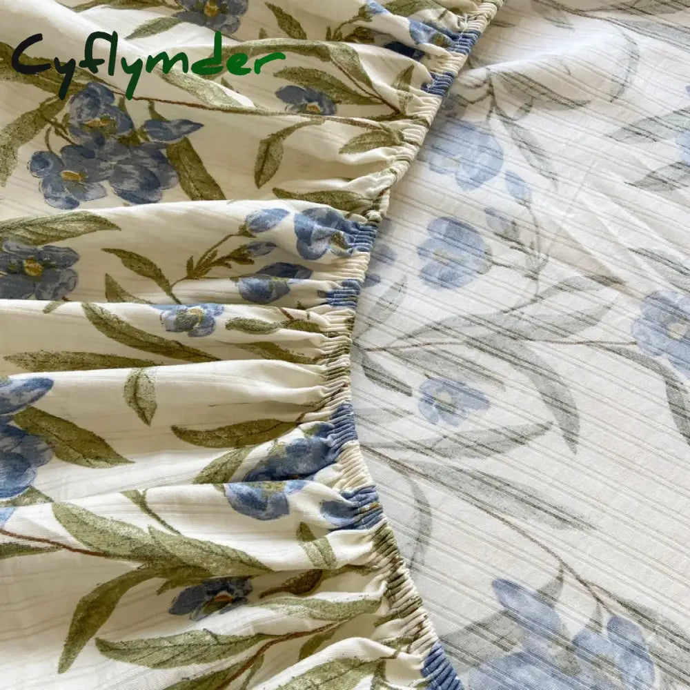 Cyflymder 1PC Flower Printing Bed Sheet For Double Bed Adjustable Elastic Band Wrap Around Mattress Cover Queen/king