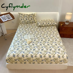 Cyflymder 1PC Flower Printing Bed Sheet For Double Bed Adjustable Elastic Band Wrap Around Mattress Cover Queen/king