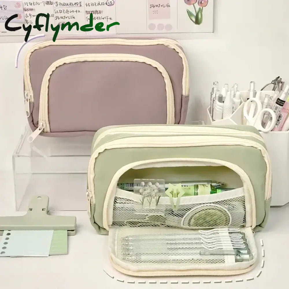 Cyflymder 1Pc Kawaii Girl Pencil Cases Large Capacity Aesthetic Bag Schoo Stationery Holder Zipper