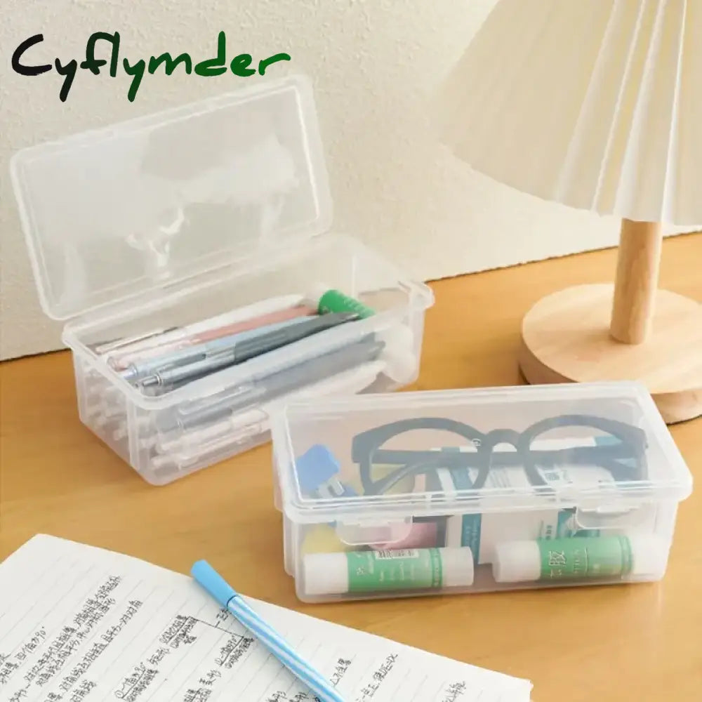 Cyflymder 1Pc Large Capacity Pencil Case Box Pp Material Transparent Stackable Office Supplies