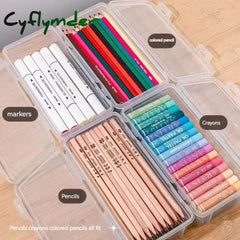 Cyflymder 1Pc Large Capacity Pencil Case Box Pp Material Transparent Stackable Office Supplies