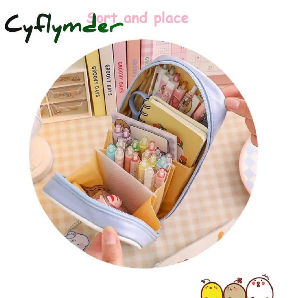 Cyflymder 1Pc Large Capacity Pencil Case Kawaii Transparent Cosmetic Bag Waterproof Pen Cute