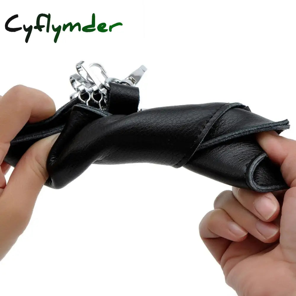 Cyflymder 1Pc Leather Keychain Men Women Key Holder Organizer Pouch Cow Split Car Wallet