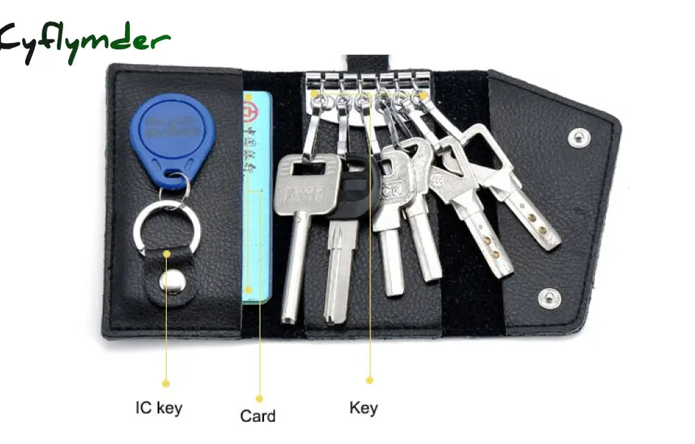 Cyflymder 1Pc Leather Keychain Men Women Key Holder Organizer Pouch Cow Split Car Wallet