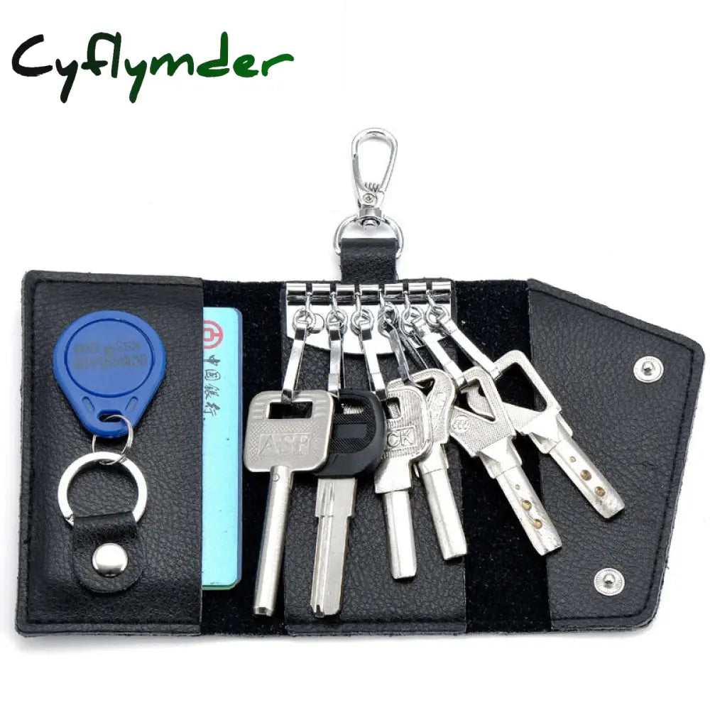 Cyflymder 1Pc Leather Keychain Men Women Key Holder Organizer Pouch Cow Split Car Wallet