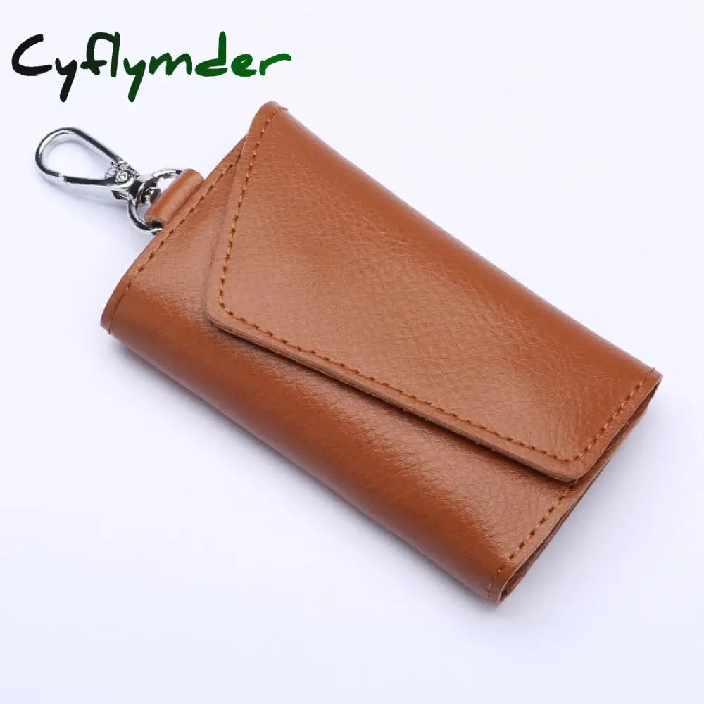 Cyflymder 1Pc Leather Keychain Men Women Key Holder Organizer Pouch Cow Split Car Wallet