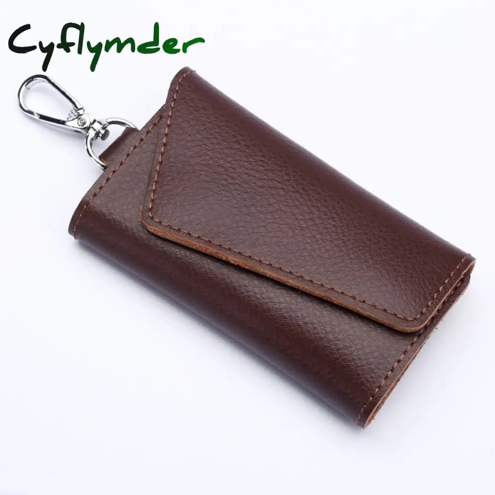 Cyflymder 1Pc Leather Keychain Men Women Key Holder Organizer Pouch Cow Split Car Wallet