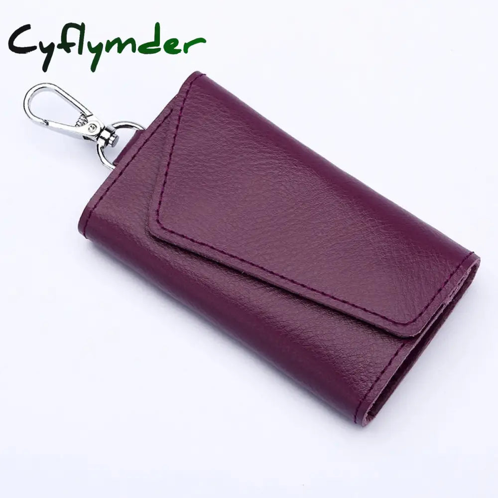 Cyflymder 1Pc Leather Keychain Men Women Key Holder Organizer Pouch Cow Split Car Wallet