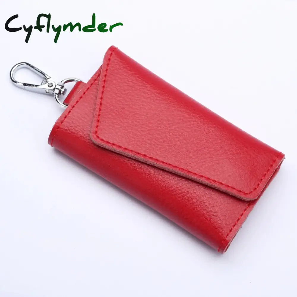 Cyflymder 1Pc Leather Keychain Men Women Key Holder Organizer Pouch Cow Split Car Wallet