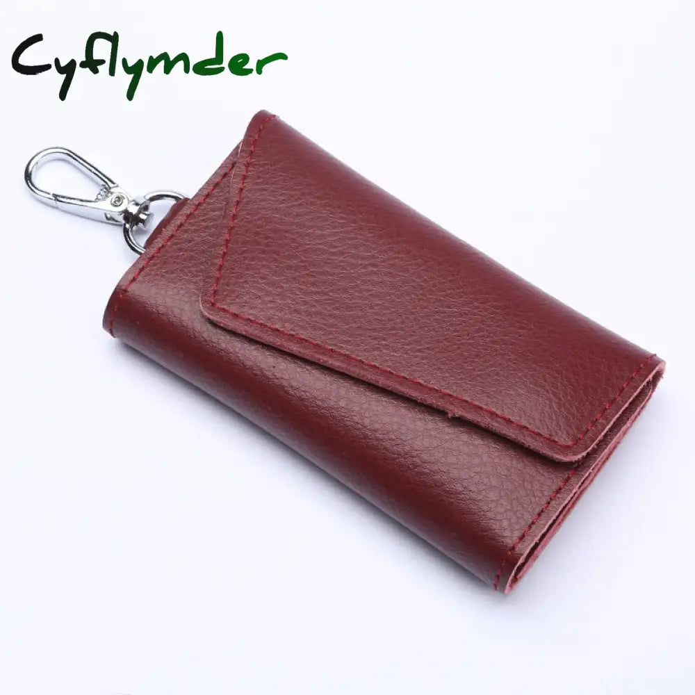 Cyflymder 1Pc Leather Keychain Men Women Key Holder Organizer Pouch Cow Split Car Wallet